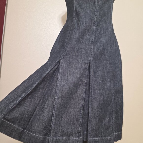 Randolph Duke by The Look Charcoal Denim Bustier Midi Dress – Size 10 - Picture 8 of 9